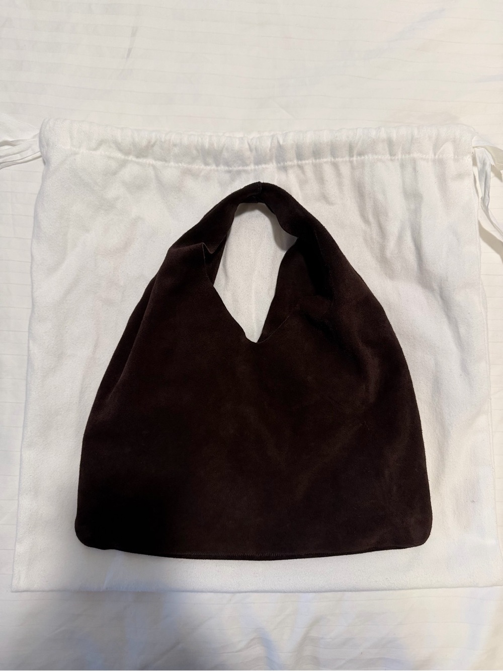 The Row Dark Brown Suede Mini Hobo Bag
